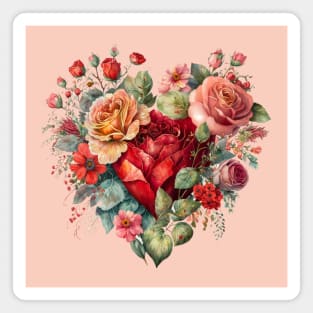 Heart Shaped Bouquet of Rose Flowers Magnet